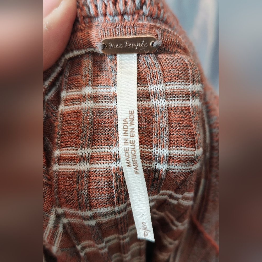 Brown Plaid Long Sleeve Hoodie - Picture 5 of 14